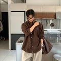 Korean Style Cotton Linen Long Sleeve Shirt